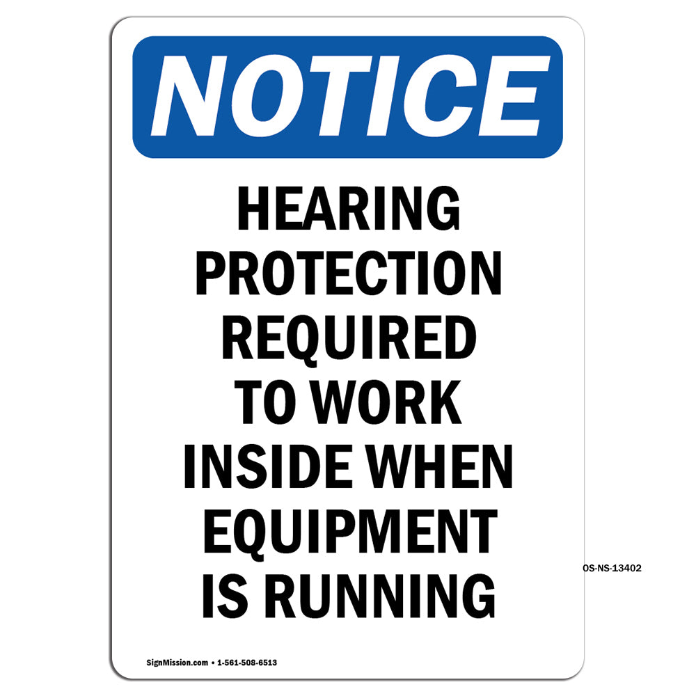 Hearing Protection Required To Work Inside Sign