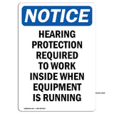 Hearing Protection Required To Work Inside Sign