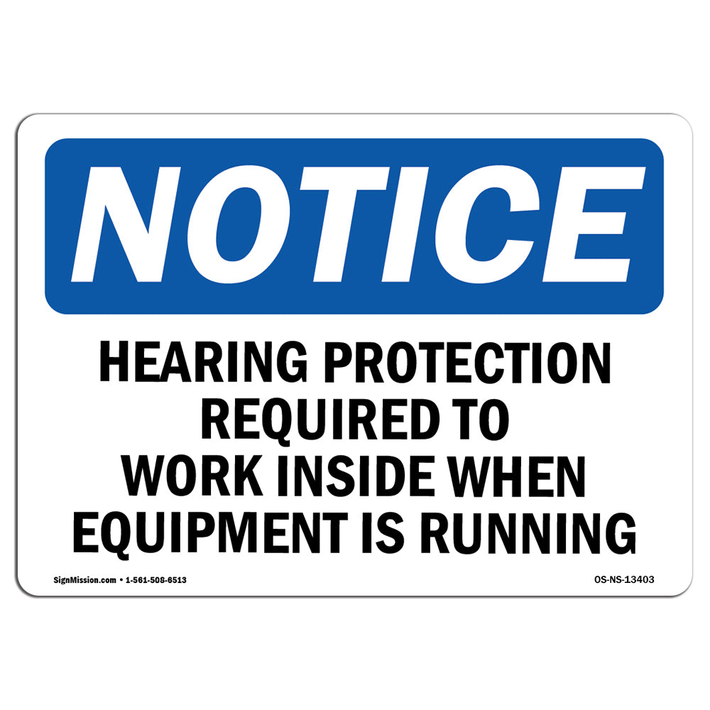 Hearing Protection Required To Work Inside Sign
