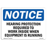 Hearing Protection Required To Work Inside Sign