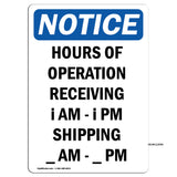 Hours Of Operation Receiving ____ Am - ____