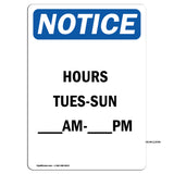 Hours Tues - Sun ____ Am - ____ Pm