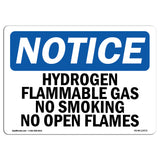 Hydrogen Flammable Gas No Smoking No Open Flames Sign