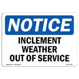 Inclement Weather Out Of Service Sign