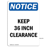 Keep 36 Inch Clearance Sign