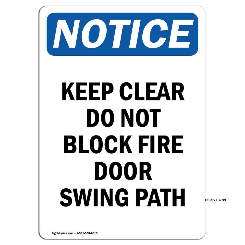 Keep Clear Do Not Block Fire Door