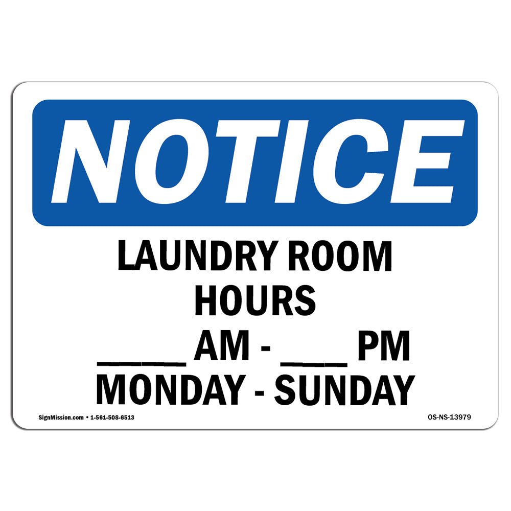 Laundry Room Hours ____ Am To ____ Pm Monday