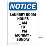 Laundry Room Hours ____ Am To ____ Pm Monday
