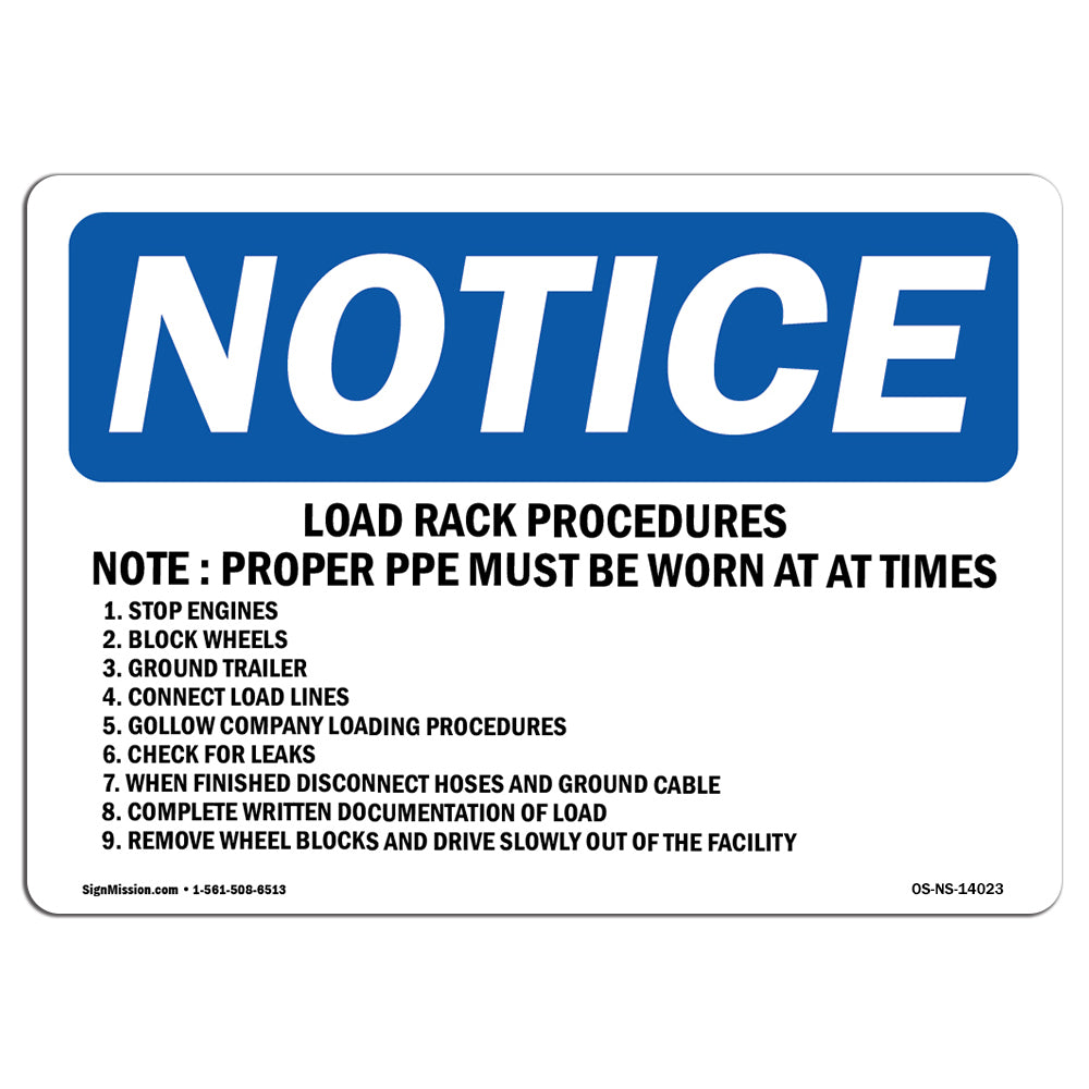 Load Rack Procedures Note Proper PPE Must