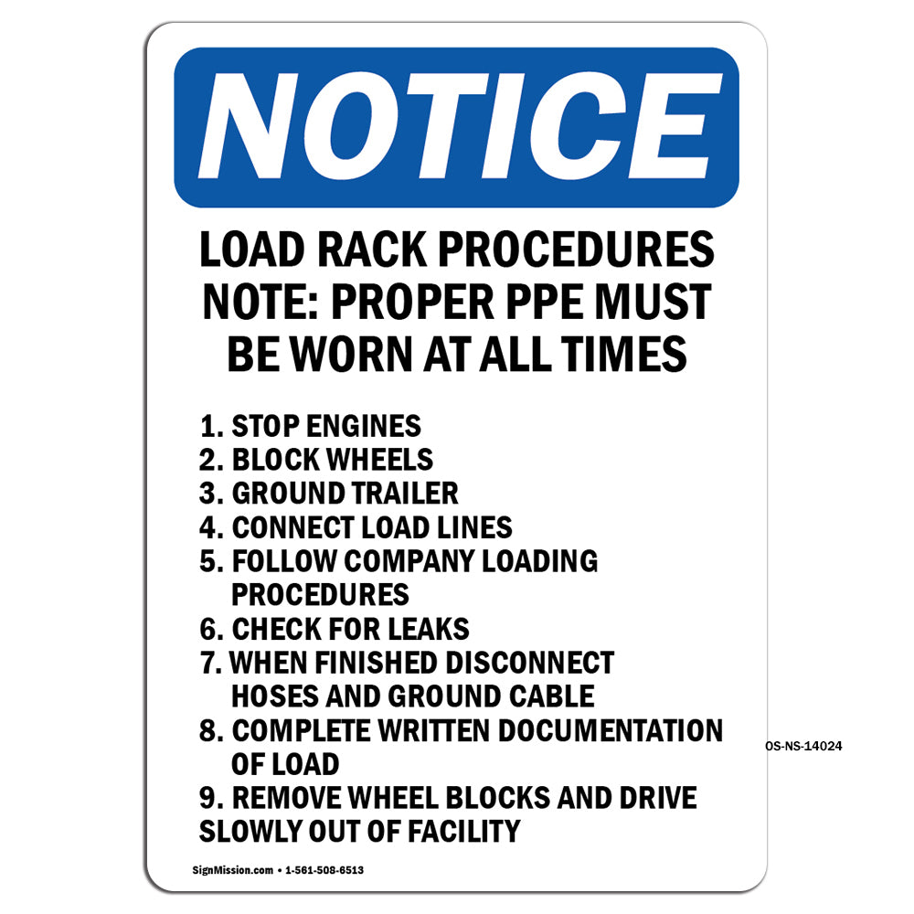 Load Rack Procedures Note Proper PPE Must