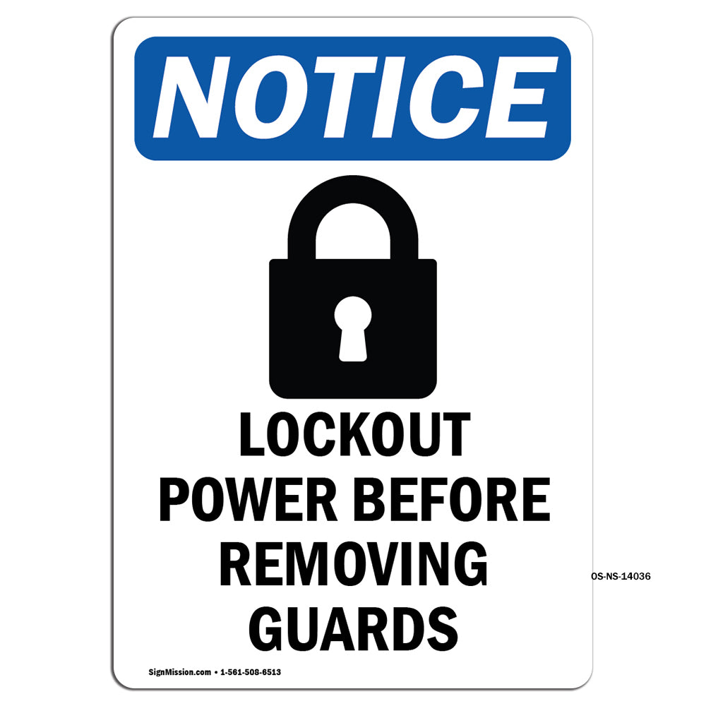 NOTICE Lockout Power Before Removing Guards