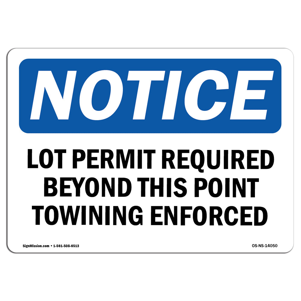 Lot Permit Required Beyond This Point Towing