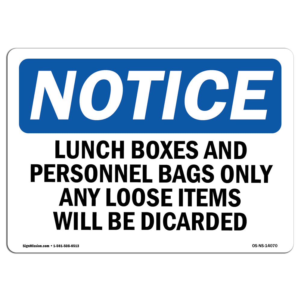 Lunch Boxes And Personal Bags Only Any Loose