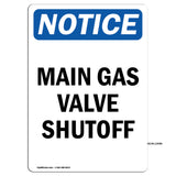 Main Gas Valve Shutoff Sign
