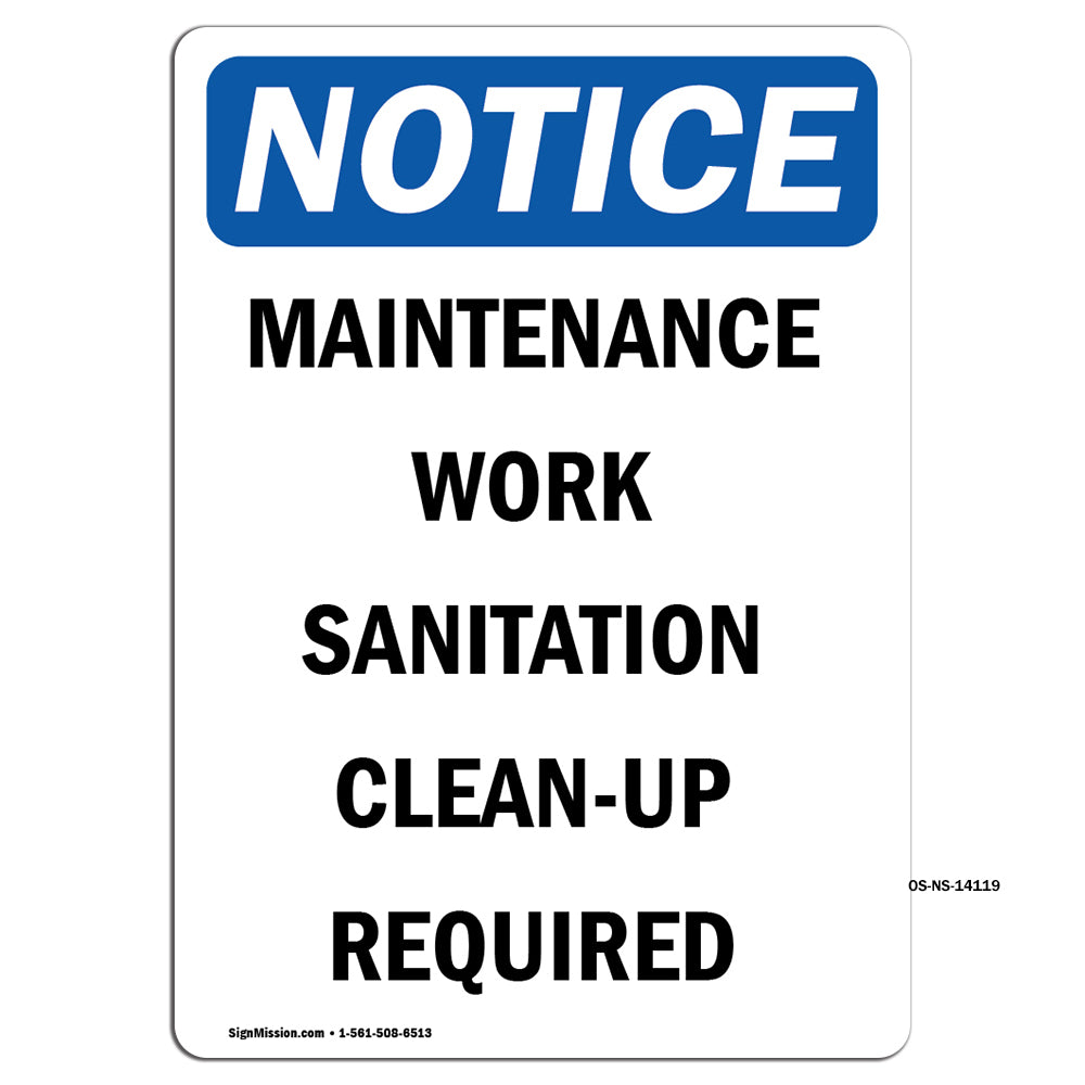 Maintenance Work Sanitation Clean-Up Required