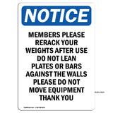 Members Please Rerack Your Weights After