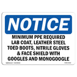 Minimum PPE Required Lab Coat, Leather Steel
