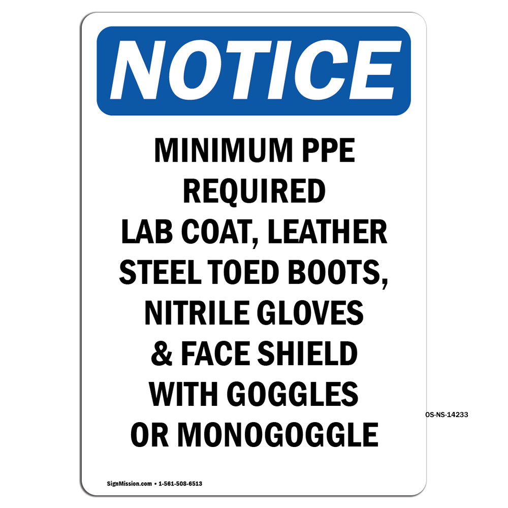 Minimum PPE Required Lab Coat, Leather Steel