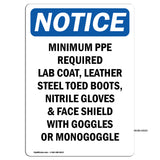 Minimum PPE Required Lab Coat, Leather Steel