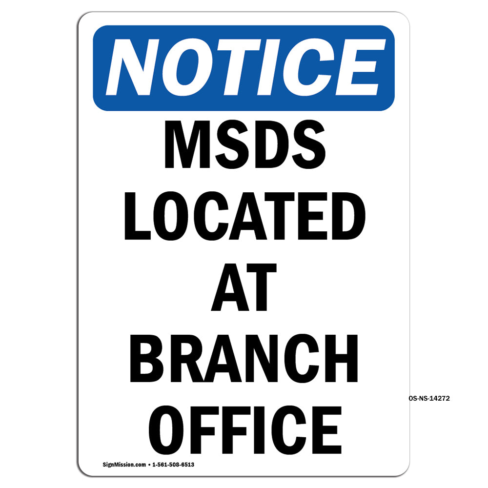MSDS Located At Branch Office