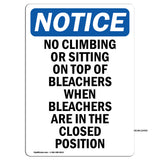 No Climbing Or Sitting On Top Of Bleachers Sign