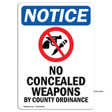 NOTICE No Concealed Weapons By County Ordinance