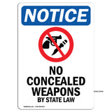 NOTICE No Concealed Weapons By State Law