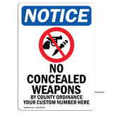 NOTICE No Concealed Weapons By County