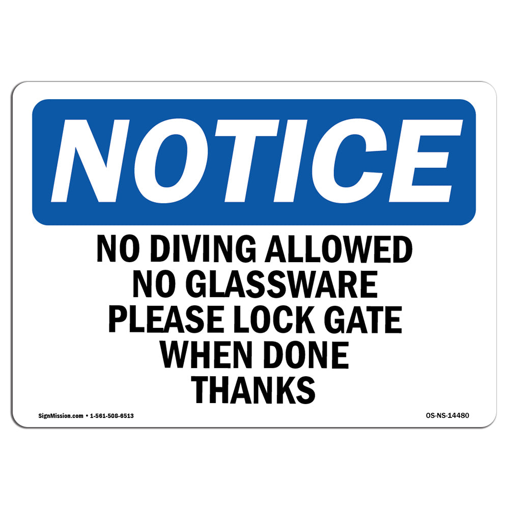 No Diving Allowed No Glassware Please Lock