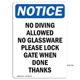 No Diving Allowed No Glassware Please Lock