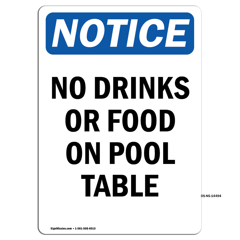 No Drinks Or Food On Pool Table