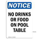 No Drinks Or Food On Pool Table