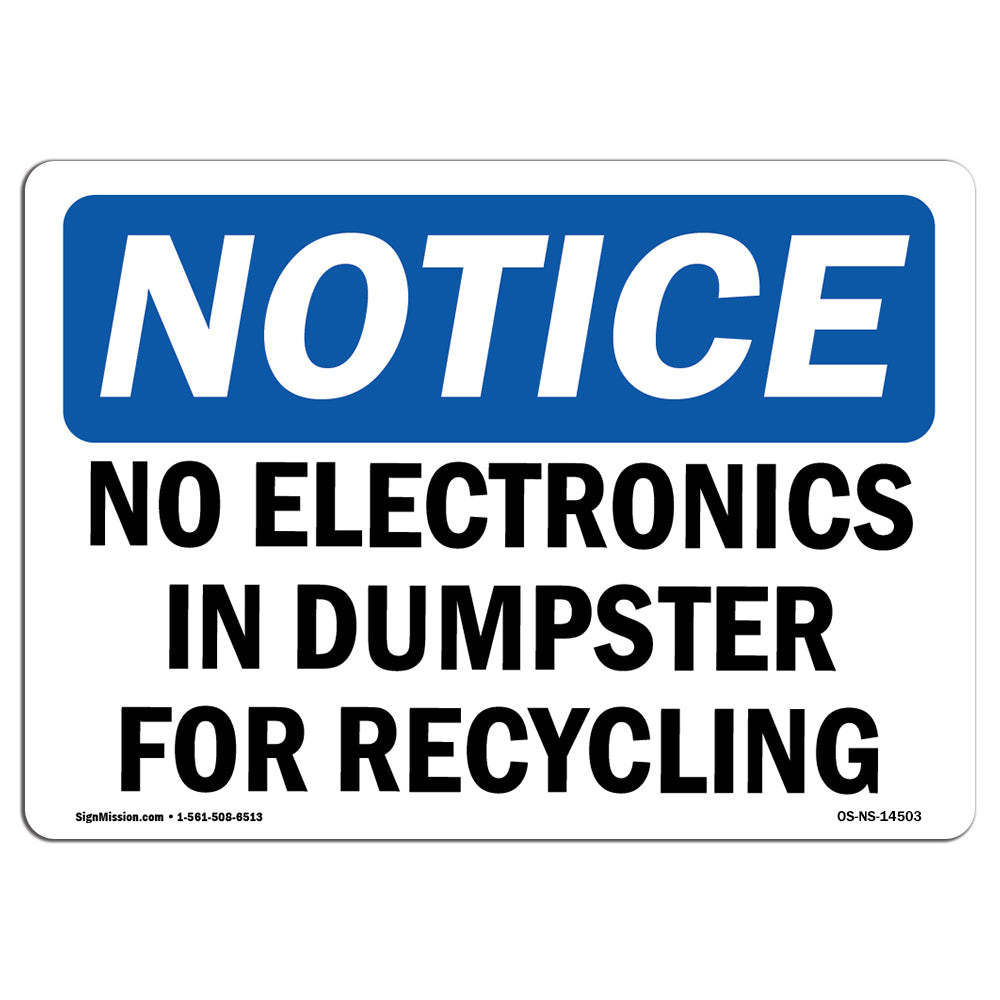 No Electronics In Dumpster For Recycling