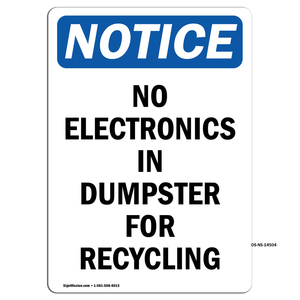 No Electronics In Dumpster For Recycling