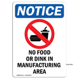 No Food Or Drink In Manufacturing Area