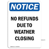 No Refunds Due To Weather Closing