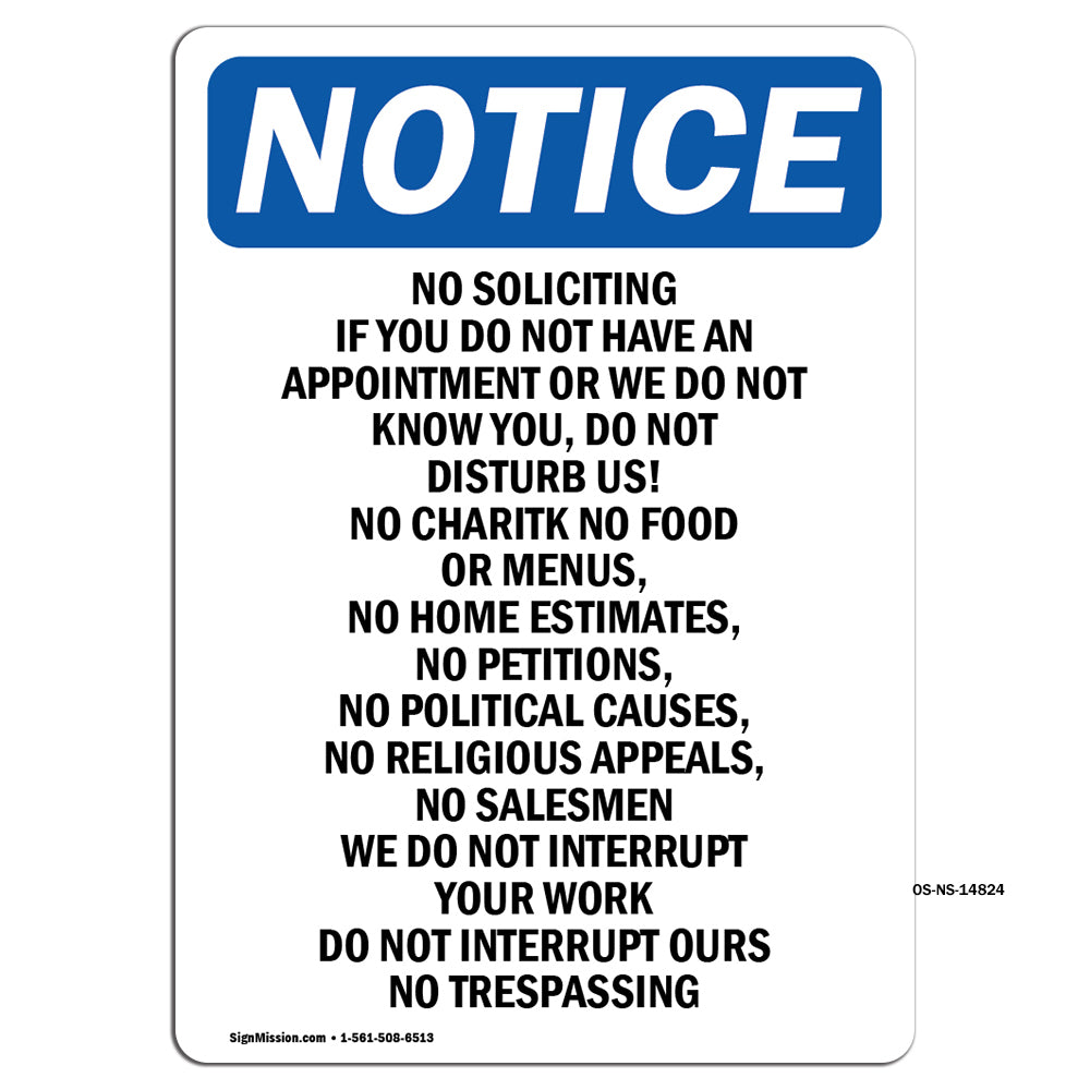 No Soliciting If You Do Not Have An Appointment