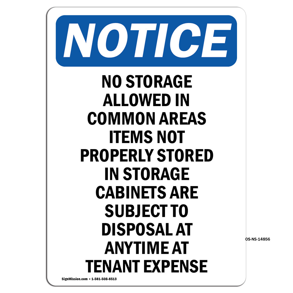 No Storage Allowed In Common Areas Items
