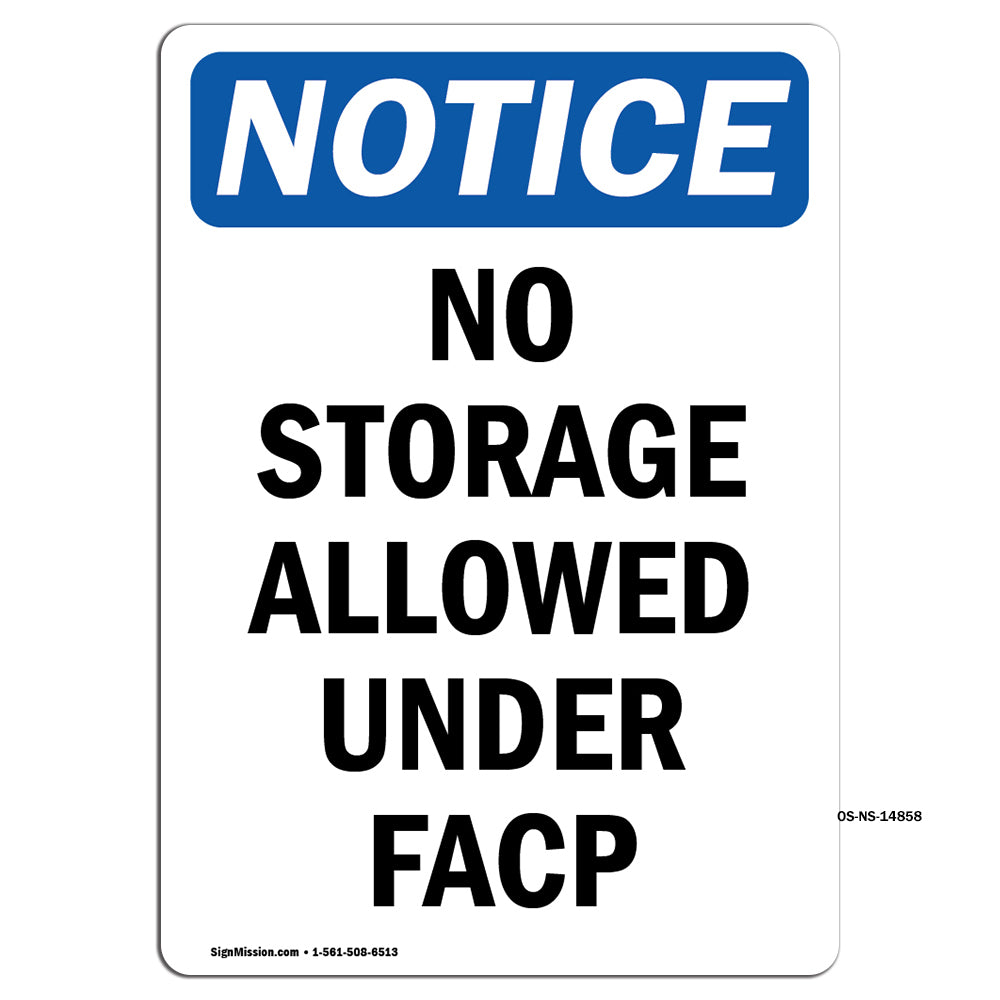 No Storage Allowed Under Facp