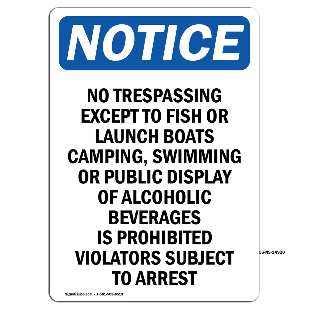 No Trespassing Except To Fish Or Launch