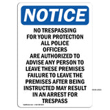 No Trespassing For Your Protection All ____