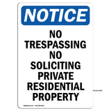 No Trespassing No Soliciting Private Residential