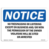 No Trespassing Or Loitering Except On Business