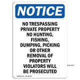 No Trespassing Private Property No Hunting,