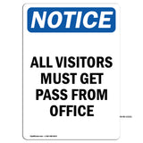 NOTICE All Visitors Must Get Pass From Office