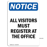 NOTICE All Visitors Must Register At The Office