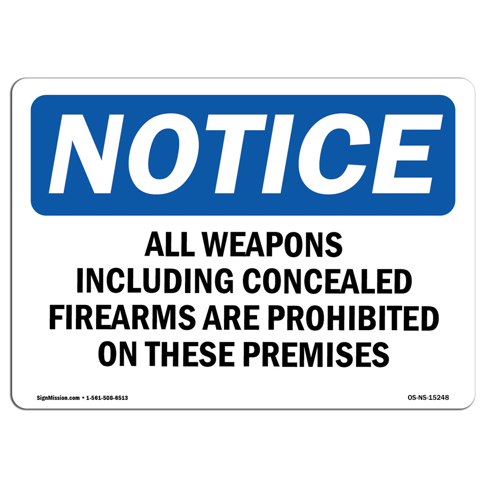 NOTICE All Weapons Concealed Firearms Prohibited