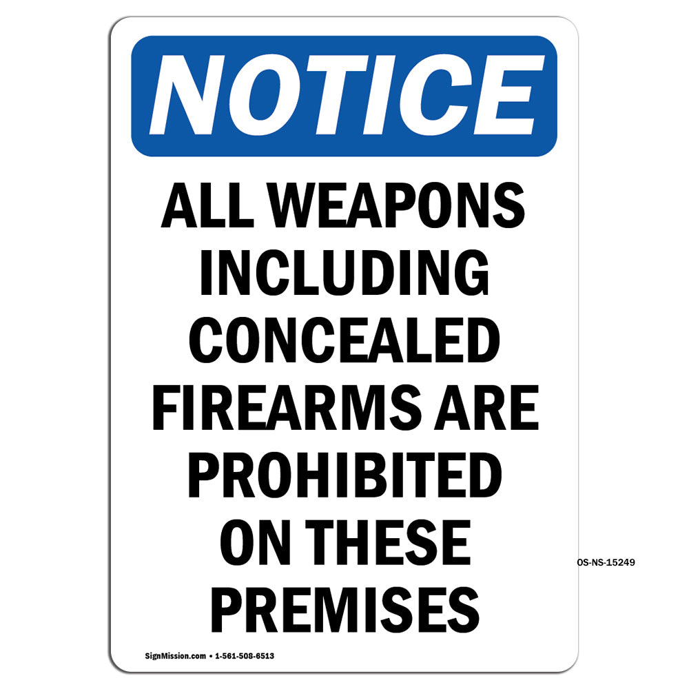 NOTICE All Weapons Concealed Firearms Prohibited