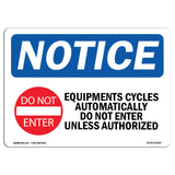 NOTICE Equipment Cycles Automatically