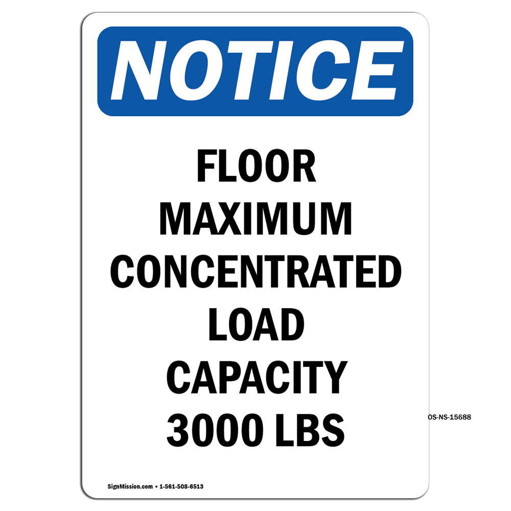 NOTICE Floor Maximum Concentrated Load Capacity